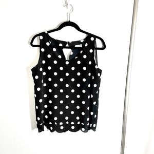 NWOT Maison Jules B&W Polka Dot Sleeveless Top